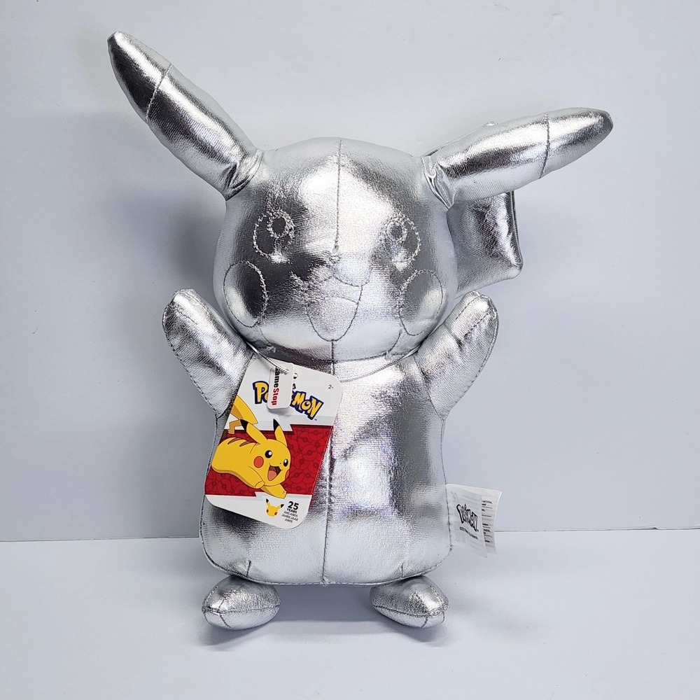 Pokemon Pikachu Silver Small Plush Stuffed Toy 25th Anniversary NEW Jazwares